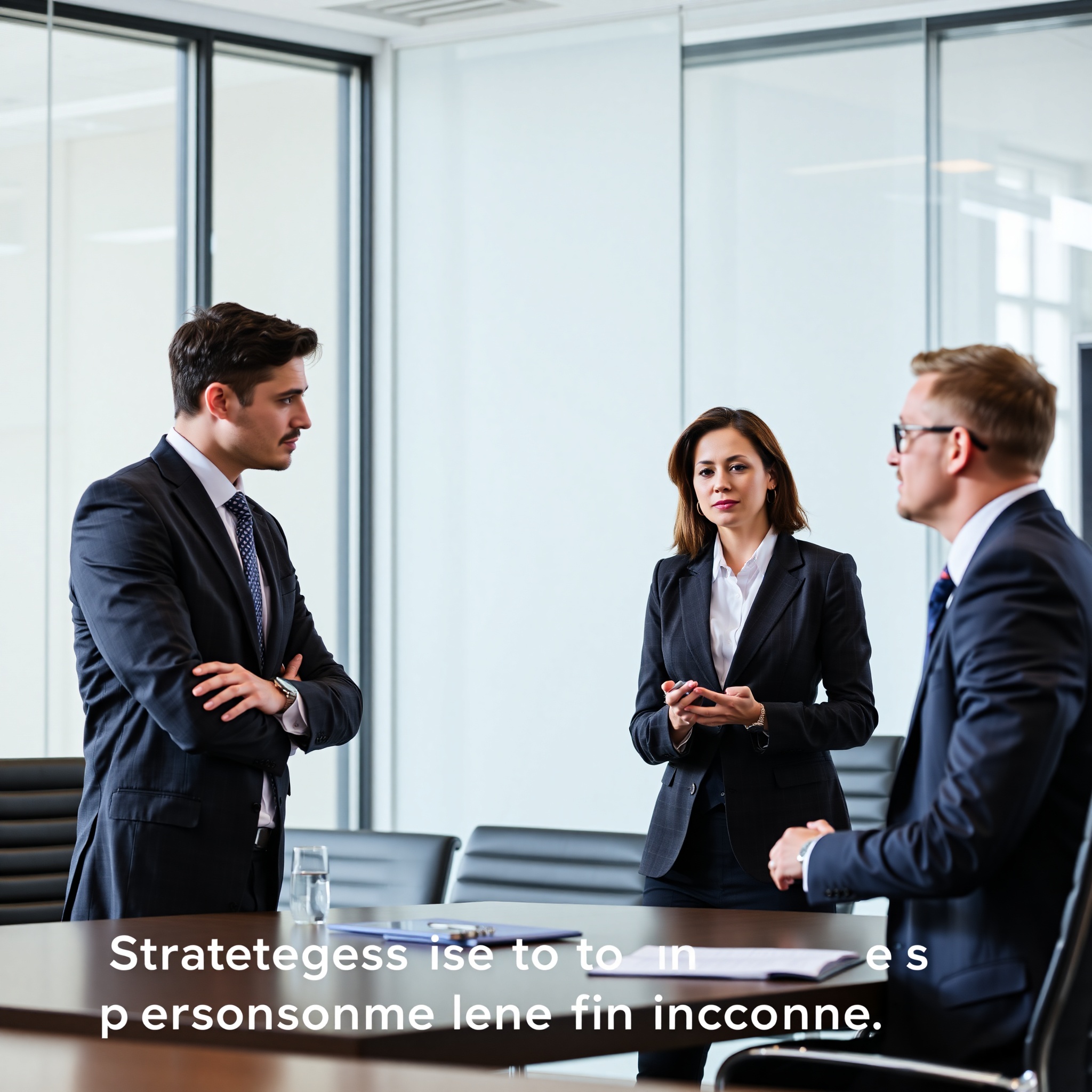 Professional negotiating salary in corporate office meeting